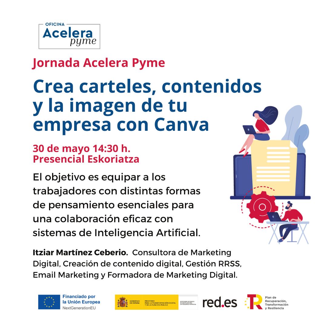 🔉 Jornada #Acelerapyme: Crea carteles, contenidos y la imagen de tu empresa con Canva 

📅 30 de mayo 14:40 h. 
📍 Presencial #Eskoriatza
👉🏻 Más info: oapr.ingeniariak.eus/events/2024053…

¡Inscripciones gratuitas! ✍

@Acelerapyme @redpuntoes #TransformacionDigital