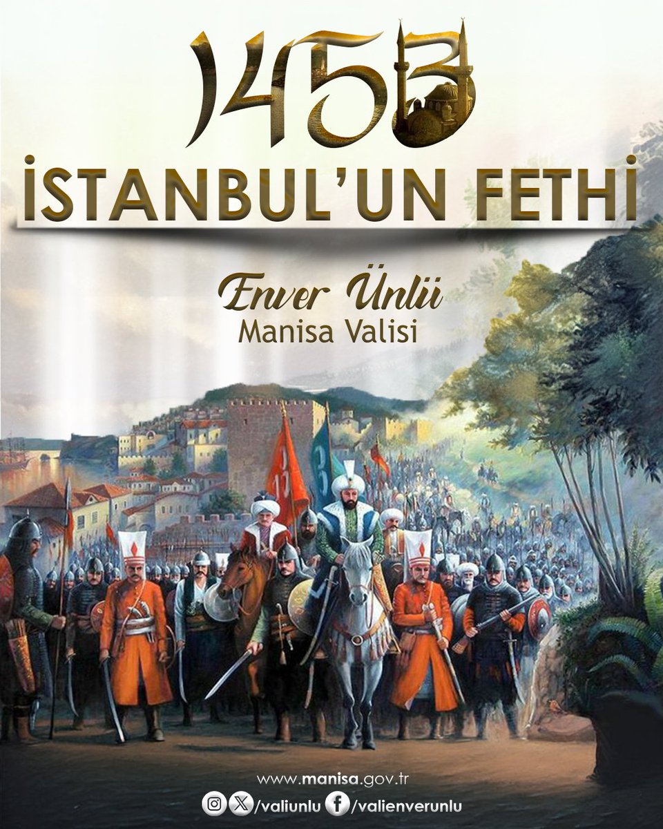 “Konstantiniyye muhakkak fethedilecektir. Onu fetheden komutan ne güzel komutandır. Onu fetheden asker ne güzel askerdir.” Aziz İstanbul'u bizlere miras bırakan Fatih Sultan Mehmet ve şanlı ordusunu minnet ve rahmetle anıyorum🇹🇷 #istanbulunfethi #Fetih1453