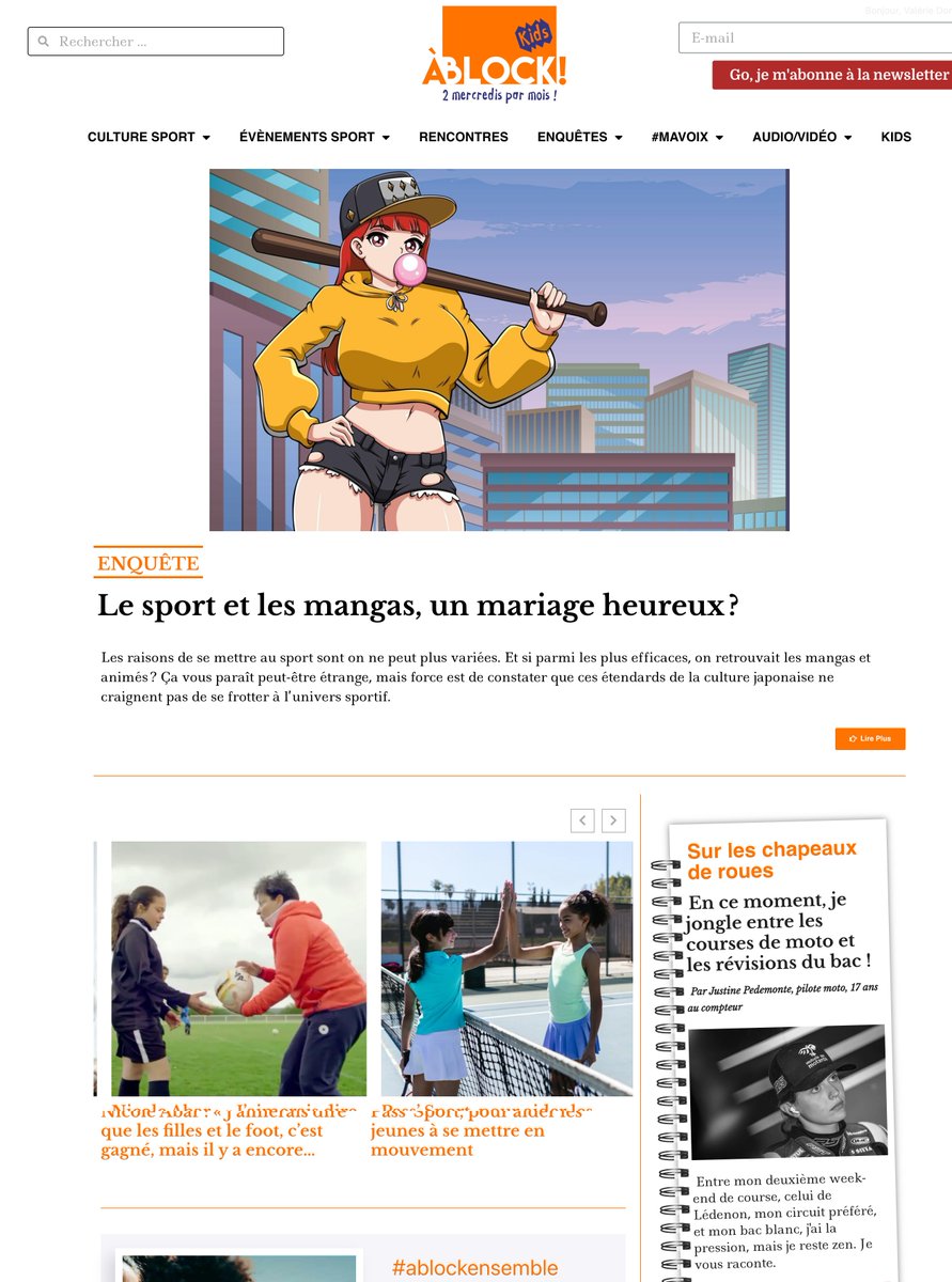 Les Kids sont de retour sur <a href="/ablock_mag/">ÀBLOCK!</a>  2 mercredis/mois, ils prennent le pouvoir et c'est fun ! Les parents ? On vous en dit plus sur le sport et vos bambins/ados. Priorité aux jeunes filles, on est ÀBLOCK! ou on ne l'est pas ! #sport #enfants #media 
 ablock.fr/tag/kids/
