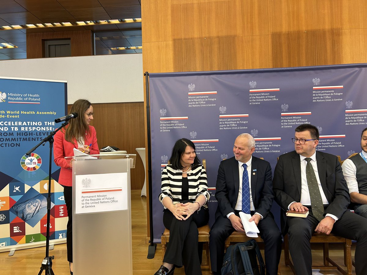 Happening now: #EndingTB  is a joint priority. From NY UN high level #TB mtg to #WHA77. Excellent leadership by 🇵🇱.  @WHA77 event hosted by 🇵🇱 @PLMissionGeneva 🙏🇵🇱 and @MZ_GOV_PL @KaKacperczyk for your leadership & partnership with @WHO to accelerate #TB response globally.