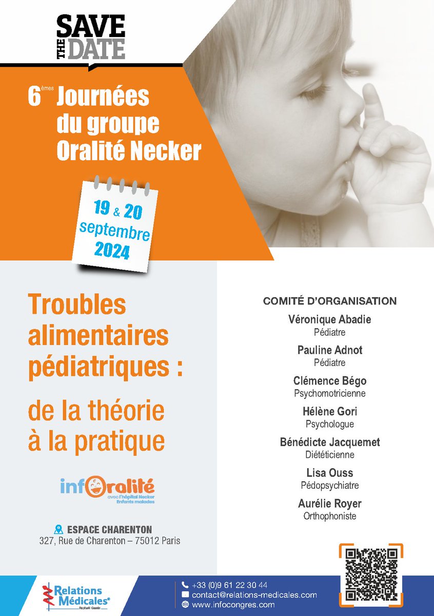 FiliereTETECOU's tweet image. 🗓️ [Congrès - 6es Journées Oralité]
Vous souhaitez en savoir plus sur les troubles alimentaires 🍽️ de l'enfant 👧🏼 ? Leurs prises en soins ? Les actualités ?
🎯 RDV les 19 et 20 septembre à Paris
👉🏼bit.ly/44Yix61
#TAP #oralite #oralitealimentaire @hopital_necker