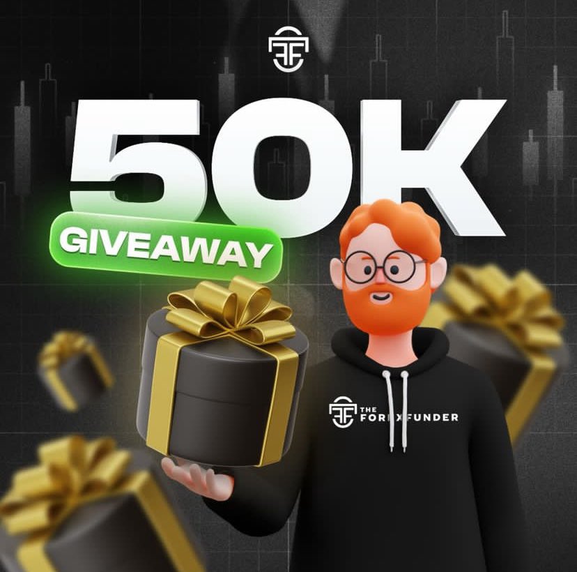 50K ACCOUNT GIVEAWAY 🎁 🎁. RULES TO ENTER 👀 -Follow @TheForexFunder 💙 -Like & retweet 🌟 -Tag 3 friends 🧍 •join our telegram t.me/TheForexFunder… Winners will be announced in 180Mins ⏰⏰