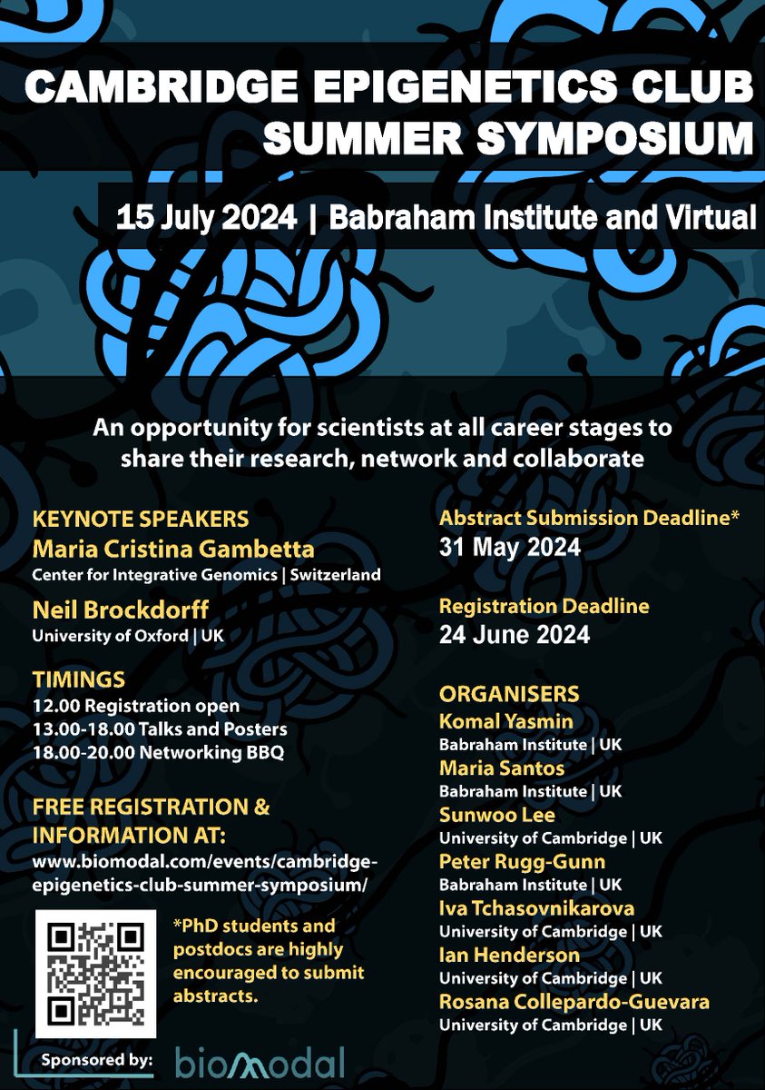 EpigeneticsClub's tweet image. The deadline for abstract submission for the Cambridge Epigenetics Club Summer Symposium is approaching - 31st May. If you would like to present your research please get in touch!