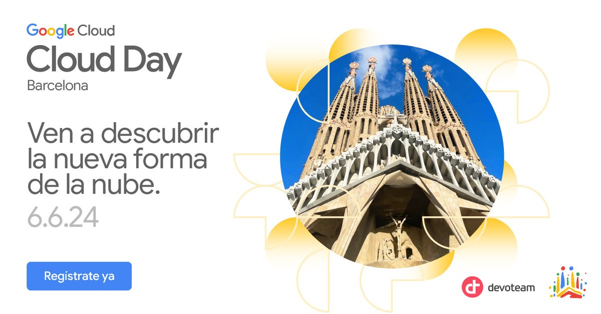 ¡Nos vemos en el Google Cloud Day ‘24 en Barcelona!

Únete al evento insignia de @GoogleES. Descubre lanzamientos de productos, demos en vivo y casos de éxito.

📅 6 de junio de 2024, 9:00-16:00
📍 La Llotja de Mar

¡No te lo pierdas! gcloud.devo.team/EUuSk
#GoogleCloudDay