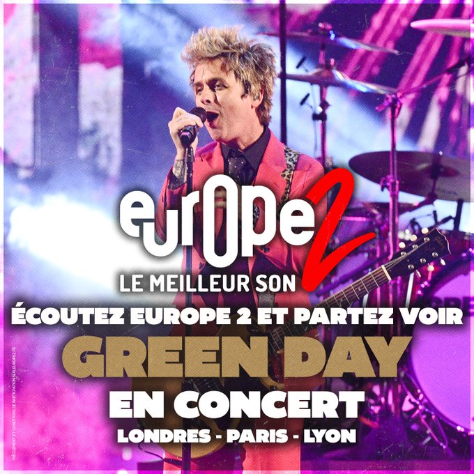 BRAVO Laurie 👏 Originaire des Sables d'Olonne et habitante de Pouzauges, Laurie vient d'être tirée au sort pour aller voir et applaudir #GreenDay en concert à Londres ! #Europe2Vendée @ClemSurEurope2