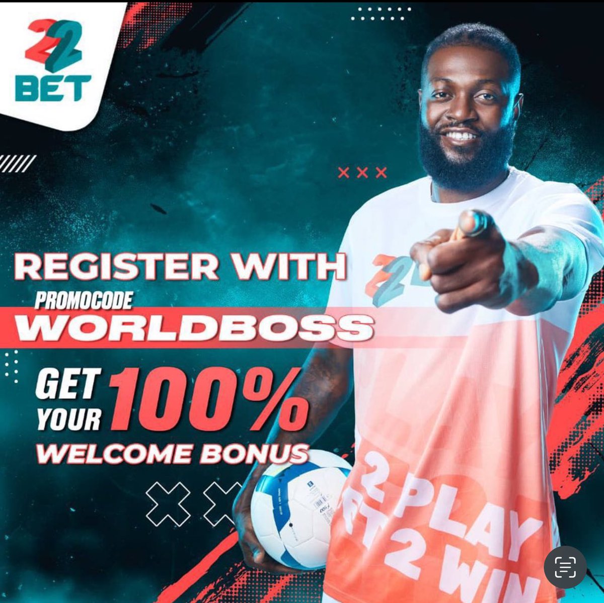 5mins draw on @22bet_official  

5 odd 

Code ⏩ UFXCQ

You don’t have account on 22bet ?

Register here 👉 cutt.ly/swuxHud4

Promo code: WORLDBOSS