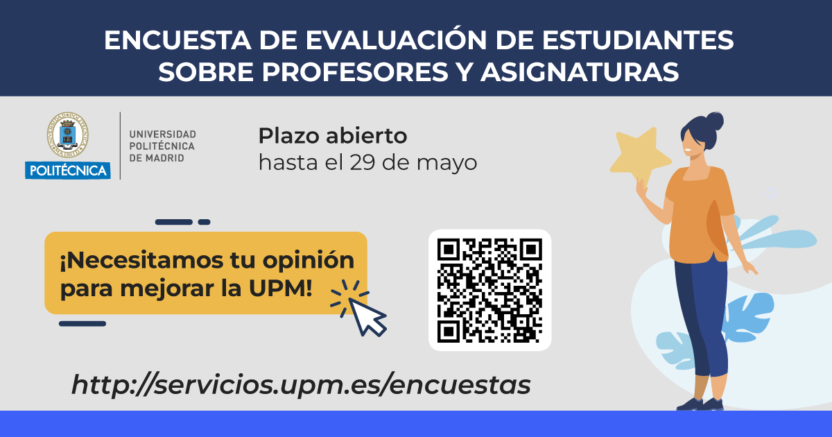 📢Último día para compartir tu opinión: ¡danos tu valoración sobre profesores y asignaturas para seguir mejorando en la #UPM!
👤Totalmente anónima
🔗servicios.upm.es/encuestas 
#somosUPM #nosoloingenieria