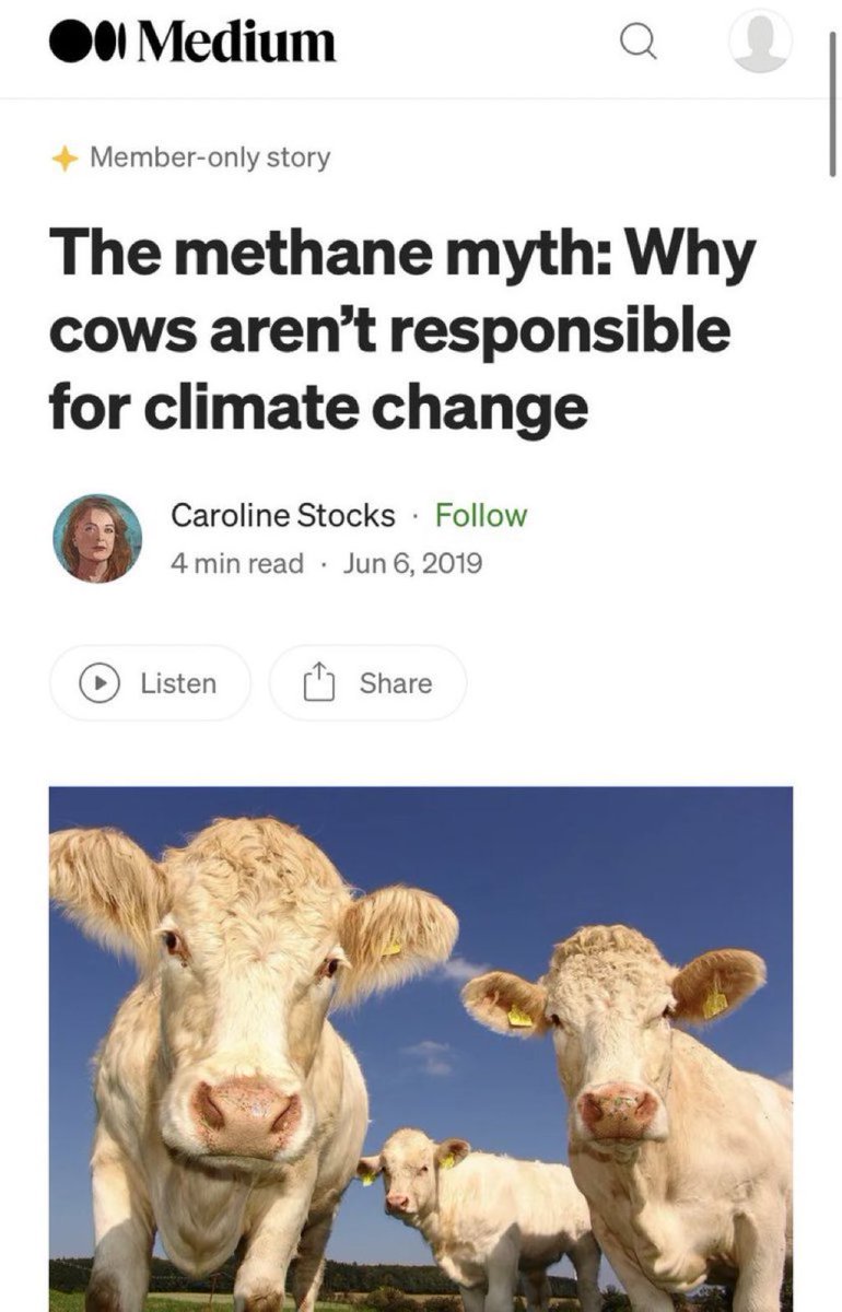 JamesMelville's tweet photo. After 10-12 years, methane from cows is broken down in a process called hydroxyl oxidation into CO2, entering a carbon cycle which sees the gas absorbed by plants via photosynthesis, converted into cellulose and eaten by livestock and the cycle starts again. https://t.co/uf8112UuWL