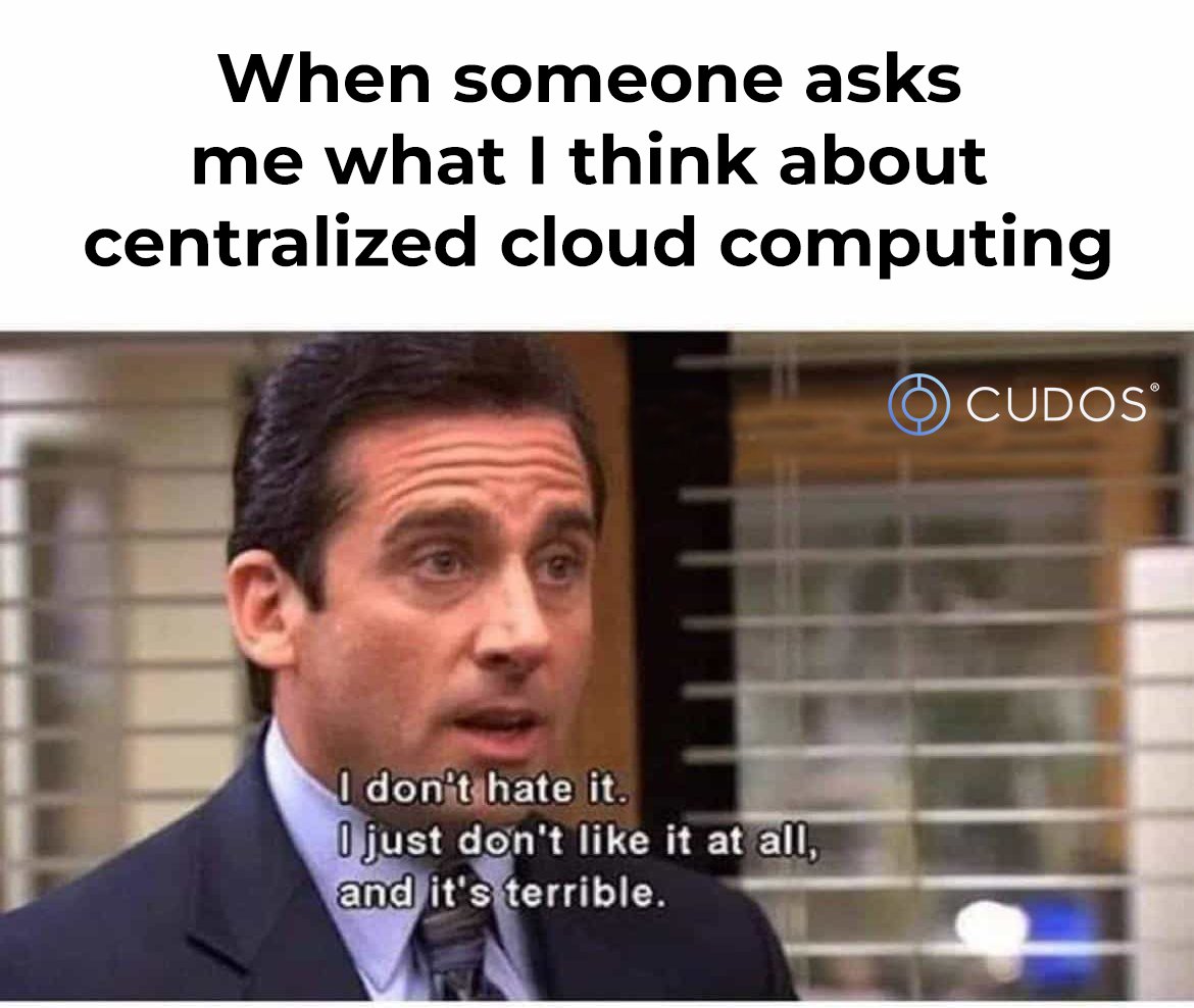 Decentralized computing with #CUDOS offers superior reliability, security, and scalability compared to centralized cloud systems. Tapping into a global network of resources eliminates single points of failure and ensures data privacy 💻🌐 @CUDOS_ #CloudComputing #meme