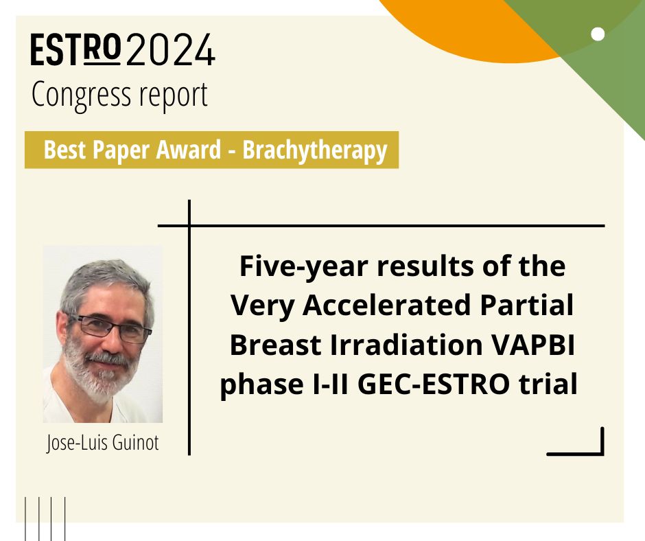 🌟 Presentation of the #Brachytherapy Best Paper #award winner at #ESTRO24: This study, conducted across three European hospitals, showcases the efficacy and safety of VAPBI in just 2 days.
👉 Read the full summary here: bit.ly/3R3Z5yK
#breastcancer #radonc #radiotherapy