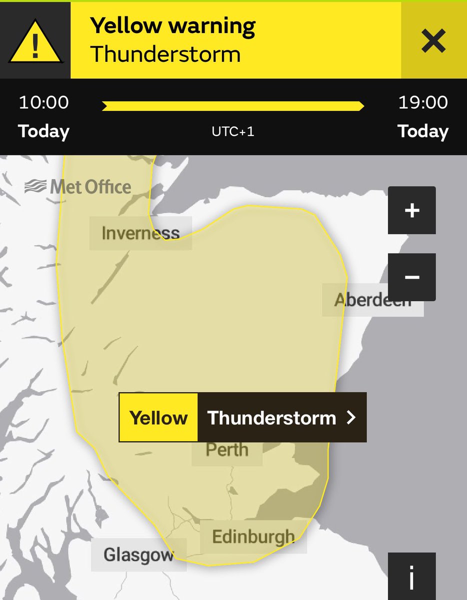 There’s a @metoffice yellow weather warning for thunderstorms in force today from 10:00-19:00 ⚠️ Plan ahead and keep up to date with the forecast here: metoffice.gov.uk/weather/warnin…