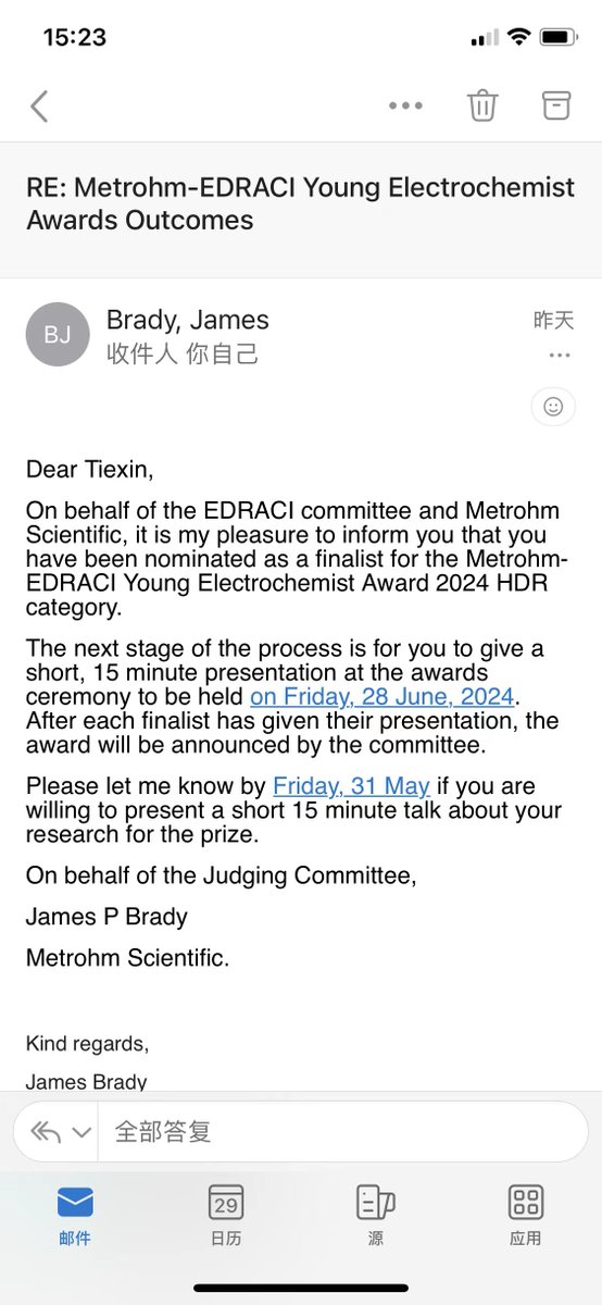 Thanks the EDRACI committee and Metrohm scientific for nominating me as the finalist for the Metrohm-EDRAC Young Electrochemist Award 2024. 1 of 3 best young electrochemist student in Australia.