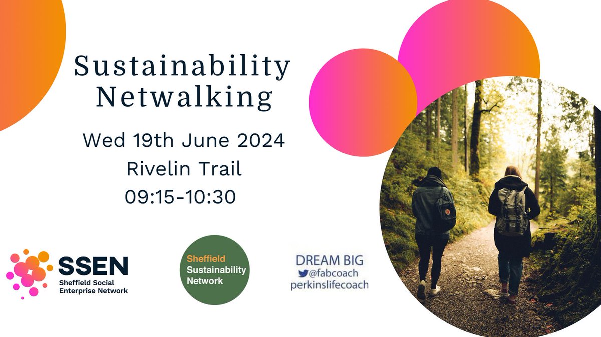 sheffsen's tweet photo. Each month we go for a wonder with wonderful people at our Sustainability Netwalking event. This month we'll be walking around the Rivelin Trail.
Everyone welcome, sign up via our website https://t.co/W9FTz3gODs
#networkingsheffield #netwalkingsheffield https://t.co/uHmGjHkvue