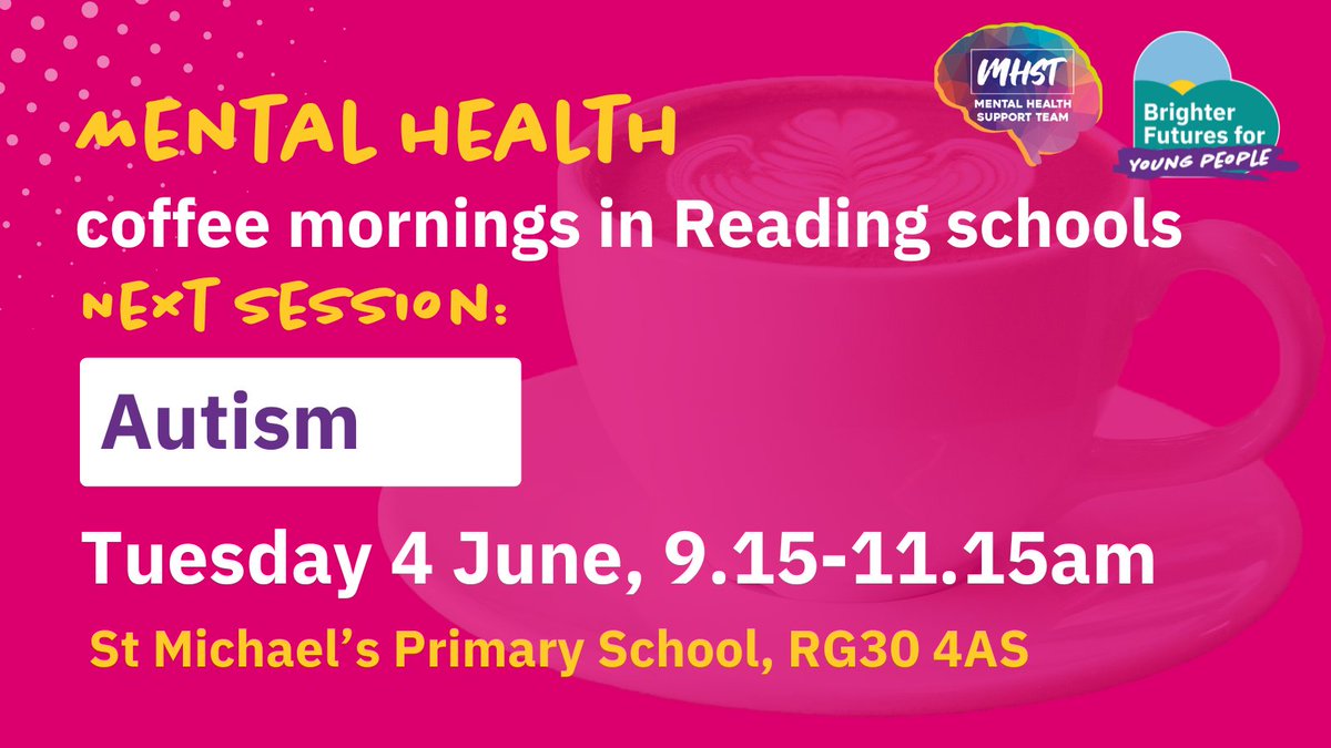 Join Amanda Mavunga, Senior CAMHS Clinician at BFfC, to chat and learn about how to support your child if they have #autism. 📅 4 June ⏰ 9.15-11.15am 📍St Michael's Primary School, RG30 4AS More info: ⭐️ ow.ly/VVM750RvfRO #rdguk #MentalHealth