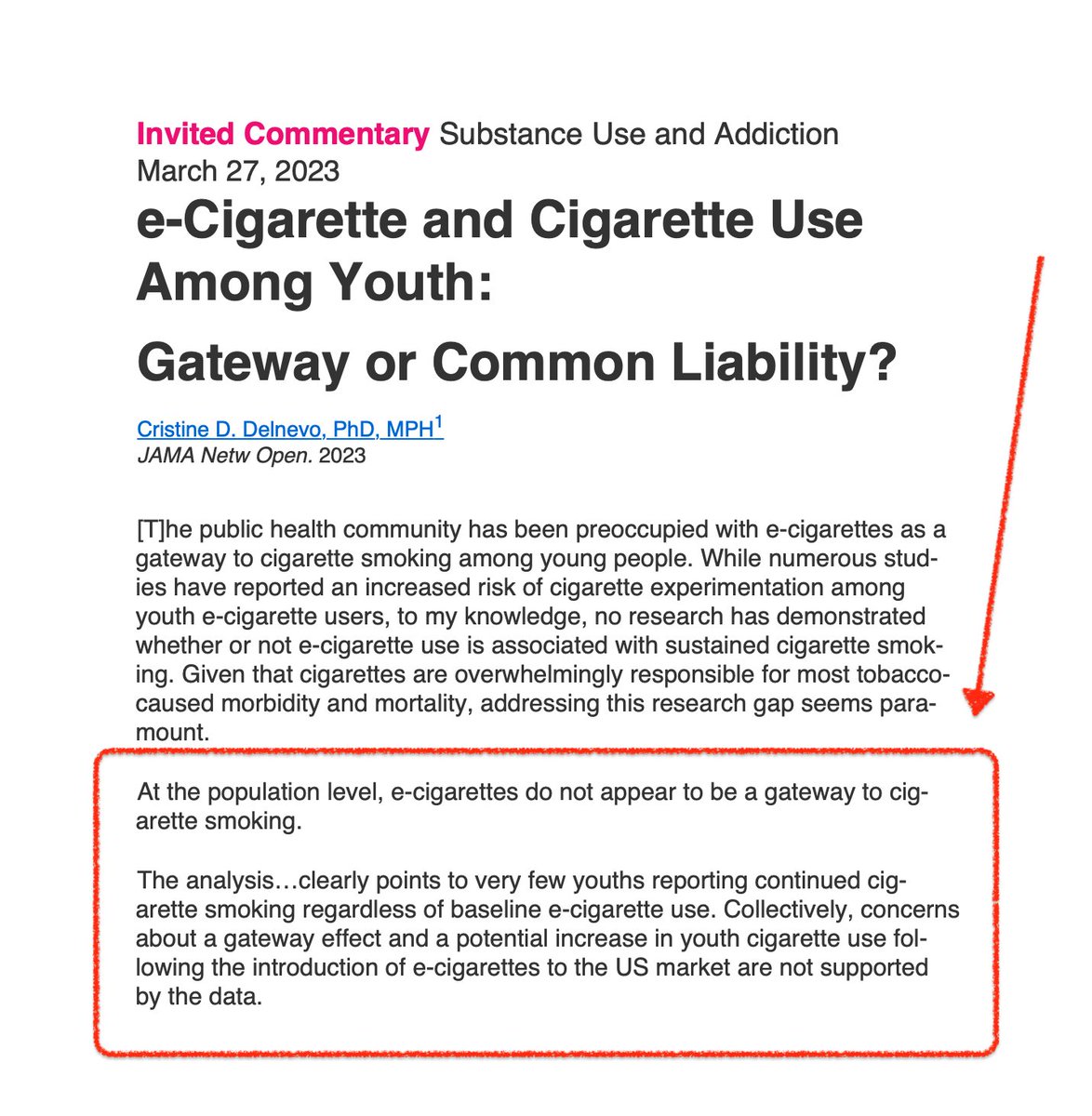 HansPeterAlbre1's tweet photo. @DampfFreiheit @GesundheitAdhoc Richtig. Auch wenn man immer wieder [interessensgeleitet * ] "regelmäßig" bemüht ist, einen sog. "Gateway-Effekt" also kausales zu beweisen. Hat man nicht, #CommonLiability wird man nicht.
Btw,  * solche  Studien sind [ein "Gateway" zu] Junk-science." https://t.co/qpyZWAOhvh
