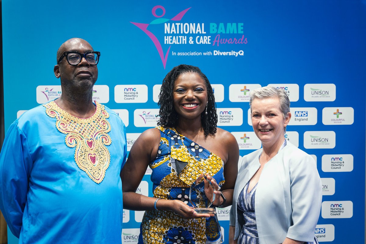 BAME_HCAwards's tweet photo. 🏆Winner of last year's B.A.M.E Midwife of the Year
🏆 Dede Thorpe of @enherts East and North Herts NHS Trust
Who will you nominate this year 👉https://t.co/60Z9kuDxdf
#OutstandingWork #HealthcareHeroes #BAMEHCA https://t.co/af06ertYmx