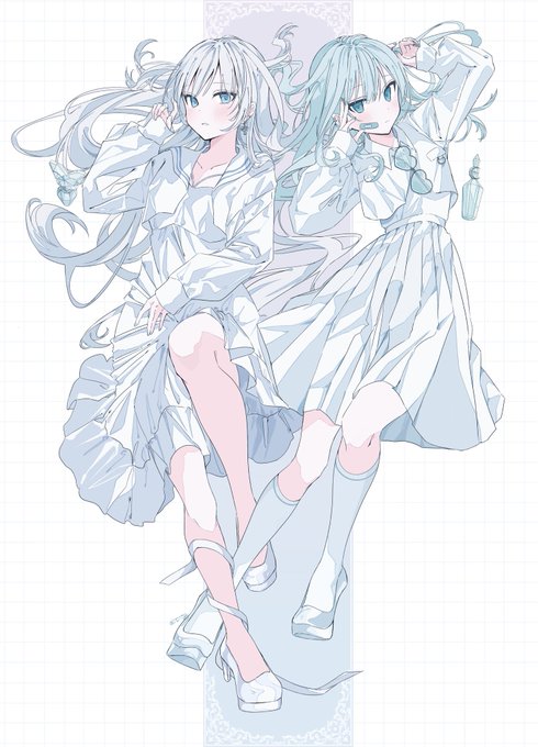 「2girls blue hair」 illustration images(Latest)｜2pages