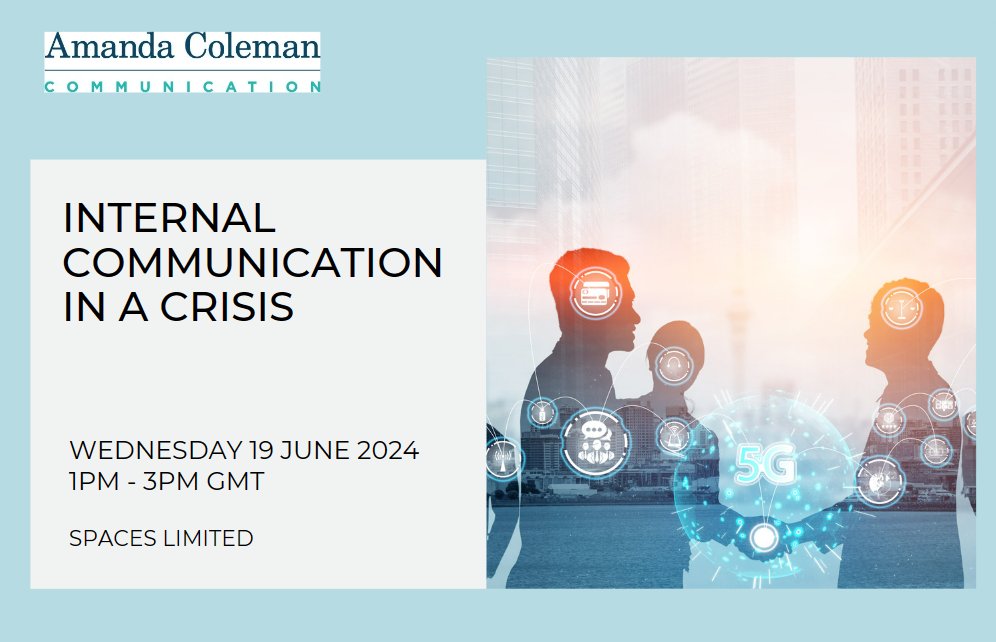 If you are interested in internal communication at a time of crisis join me for the next training session I have on 19 June. DM for more details. #crisiscomms