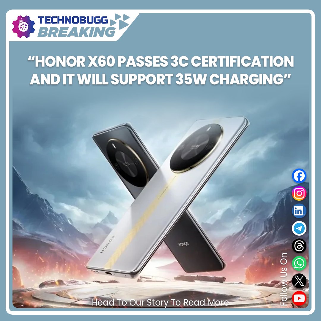 Read more: bit.ly/3R404iI 
#HonorX60 #HonorIsBack #TechNews #GadgetAlert #UpcomingPhone #NewRelease #AndroidPhone #CantWaitForIt #TechEnthusiast #MobileTech #35WCharging #FastCharging #ChargingBeast #PowerUp #BatteryLifeBoost #SpeedyCharging #ChargingRevolution