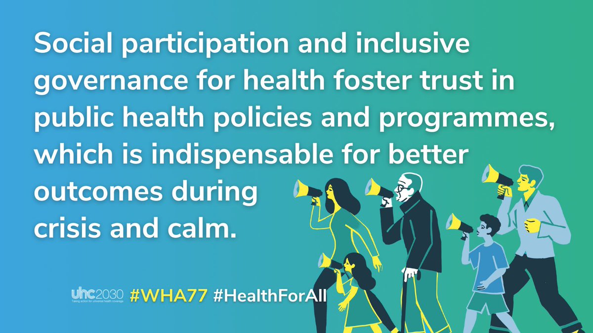 Join us as we highlight the leadership of government ministers in placing #SocialParticipation high on the #WHA77 agenda and building on the commitments made at the #UHCHLM to make progress on #UniversalHealthCoverage.