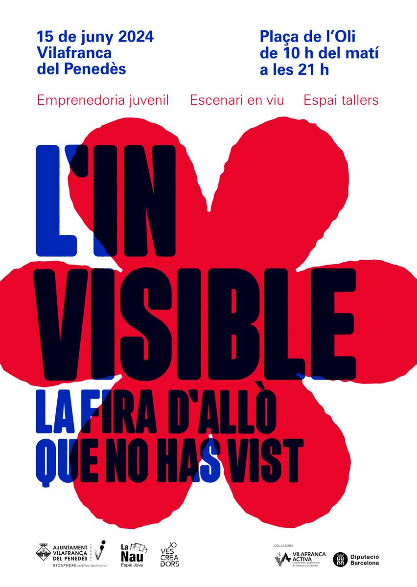 📣Torna “L’Invisible, la fira d’allò que no has vist” per promoure el talent jove

📅Impulsada per la Xarxa de Joves Creadors de l'Espai Jove La Nau, es farà dissabte 15 de juny, tot el dia, a la pl. Oli.

➕info: vlf.cat/invisible0524

#Vilafranca #capitaldelvi @JoventutVila