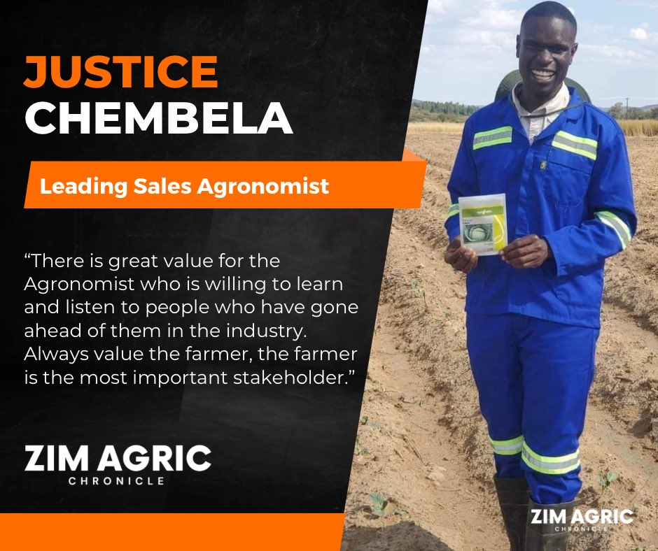 Justice Chembela is one of Zimbabwe’s 🇿🇼 leading Sales Agronomists.

In the May Issue of the Zim Agric Chronicle 🇿🇼 Magazine, we take a look at his inspiring journey to becoming a successful Agronomist and Farmer.

Stay tuned for the full feature story.