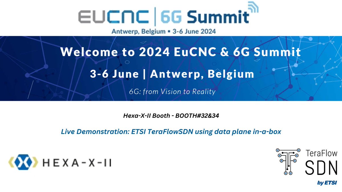 TeraFlowSDN (@teraflowsdn) on Twitter photo A brand new demo <a href="/EuCNC/">2025 EuCNC & 6G Summit</a> at <a href="/Hexa_X_II/">Hexa-X-II</a> booth related to efforts in Network Programmability Framework. <a href="/CttcTech/">CTTC</a> <a href="/PONS_RU_CTTC/">PONS RU CTTC</a> will be demonstrating <a href="/ETSI_STANDARDS/">ETSI</a> <a href="/TeraFlowSDN/">TeraFlowSDN</a> using data plane in-a-box. Video demo is available: youtube.com/watch?v=XiU3zB… A brand new demo <a href="/EuCNC/">2025 EuCNC & 6G Summit</a> at <a href="/Hexa_X_II/">Hexa-X-II</a> booth related to efforts in Network Programmability Framework. <a href="/CttcTech/">CTTC</a> <a href="/PONS_RU_CTTC/">PONS RU CTTC</a> will be demonstrating <a href="/ETSI_STANDARDS/">ETSI</a> <a href="/TeraFlowSDN/">TeraFlowSDN</a> using data plane in-a-box. Video demo is available: youtube.com/watch?v=XiU3zB…