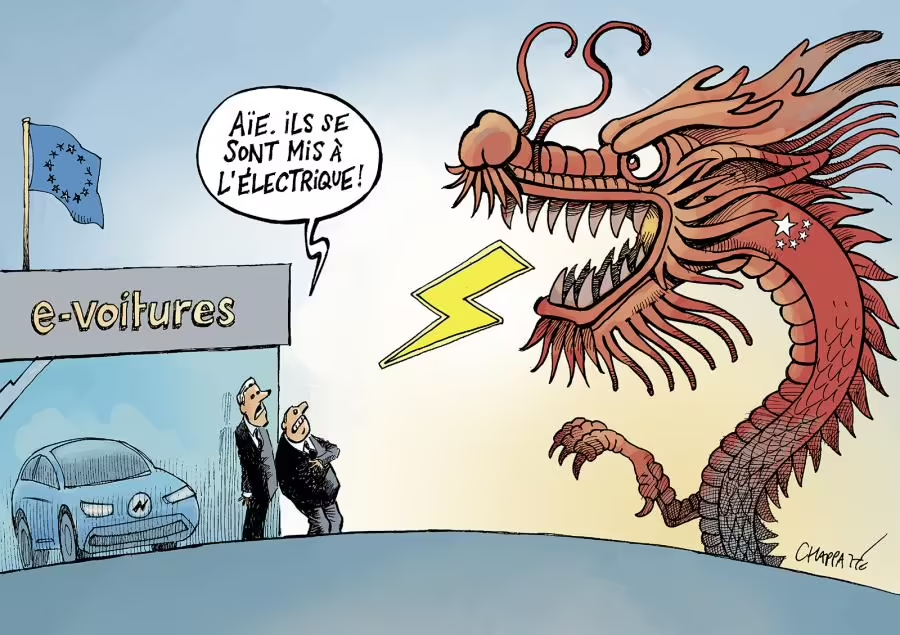 🎨 «Les autos électriques chinoises arrivent» par @chappatte