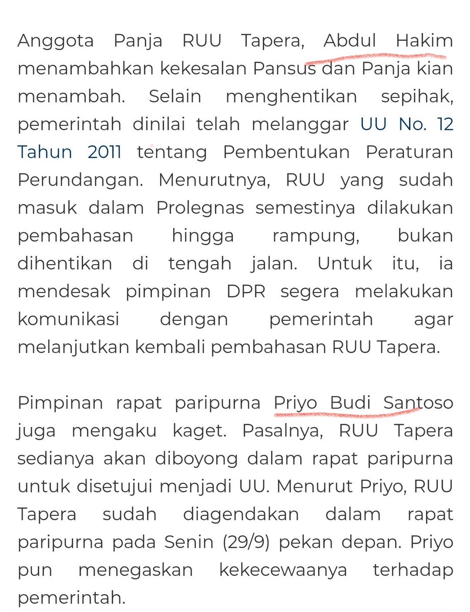 ferrykoto's tweet photo. Ya tanya @PKSejahtera PDIP dkk nya. Kenapa maksa sekali harus semua pekerja wajib jadi peserta Tapera.

Waktu pembahasan pemerintahan Pak SBY tak setuju pasal tsb, jg tak setuju pasal kewajiban pemerintah menyertakan modal 1 T. Era Pak Jokowi juga keberatan. Makanya alot sampai 2016.

Diserang PDIP, bahkan PKS yg jelas2 koalisi pemerintahan SBY masa itu mengecam pemerintah menghentikan pembahasan karena menolak pasal yg mewajibkan gaji seluruh pekerja dipotong.

Ya kalian tanya PKS lah, koq pingin sekali memotong gaji pekerja. Tanya juga pimpinan buruh masa itu yg mengecam pak SBY dan Pak Jokowi setelahnya agar segera terima RUU Tapera.