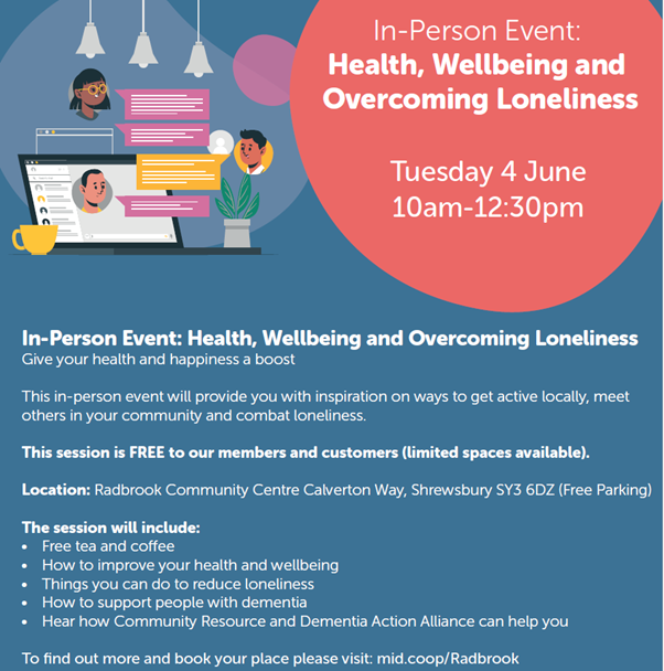Barbara Rainford (@strawfields) on Twitter photo <a href="/midcountiescoop/">Your Co-op</a> are holding an event at Radbrook Community Centre next Tuesday, 4th June advising of the support available locally to help with #health #wellbeing #dementia and #loneliness. Please come and join us. See you there!
#Shrewsbury
<a href="/shrewsmorris/">Shrewsbury Morris Dancers</a> <a href="/EliTheDDC/">Elizabeth Wilkinson MBE</a> <a href="/midcountiescoop/">Your Co-op</a> are holding an event at Radbrook Community Centre next Tuesday, 4th June advising of the support available locally to help with #health #wellbeing #dementia and #loneliness. Please come and join us. See you there!
#Shrewsbury
<a href="/shrewsmorris/">Shrewsbury Morris Dancers</a> <a href="/EliTheDDC/">Elizabeth Wilkinson MBE</a>