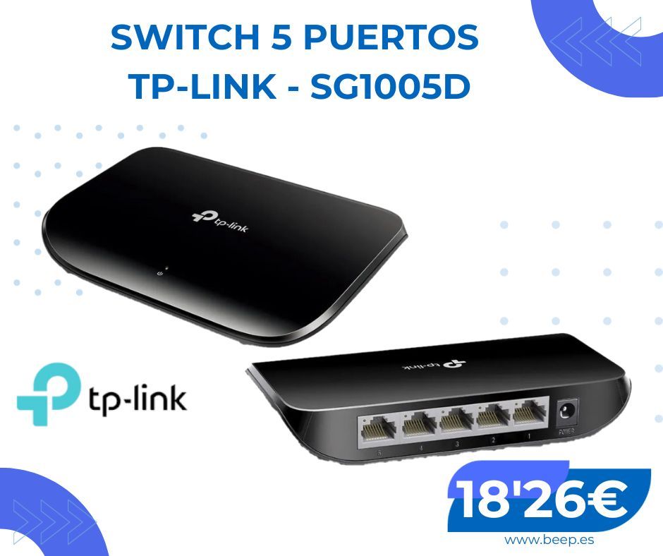 👉🔌 Switch 5 puertos TP-Link disponible en Beep Informática Monforte del Cid por 18'26€
#TPLink #Switch #5puertos #Conexiones #Red #ilovetechnology #iloveblue #iloveBEEP