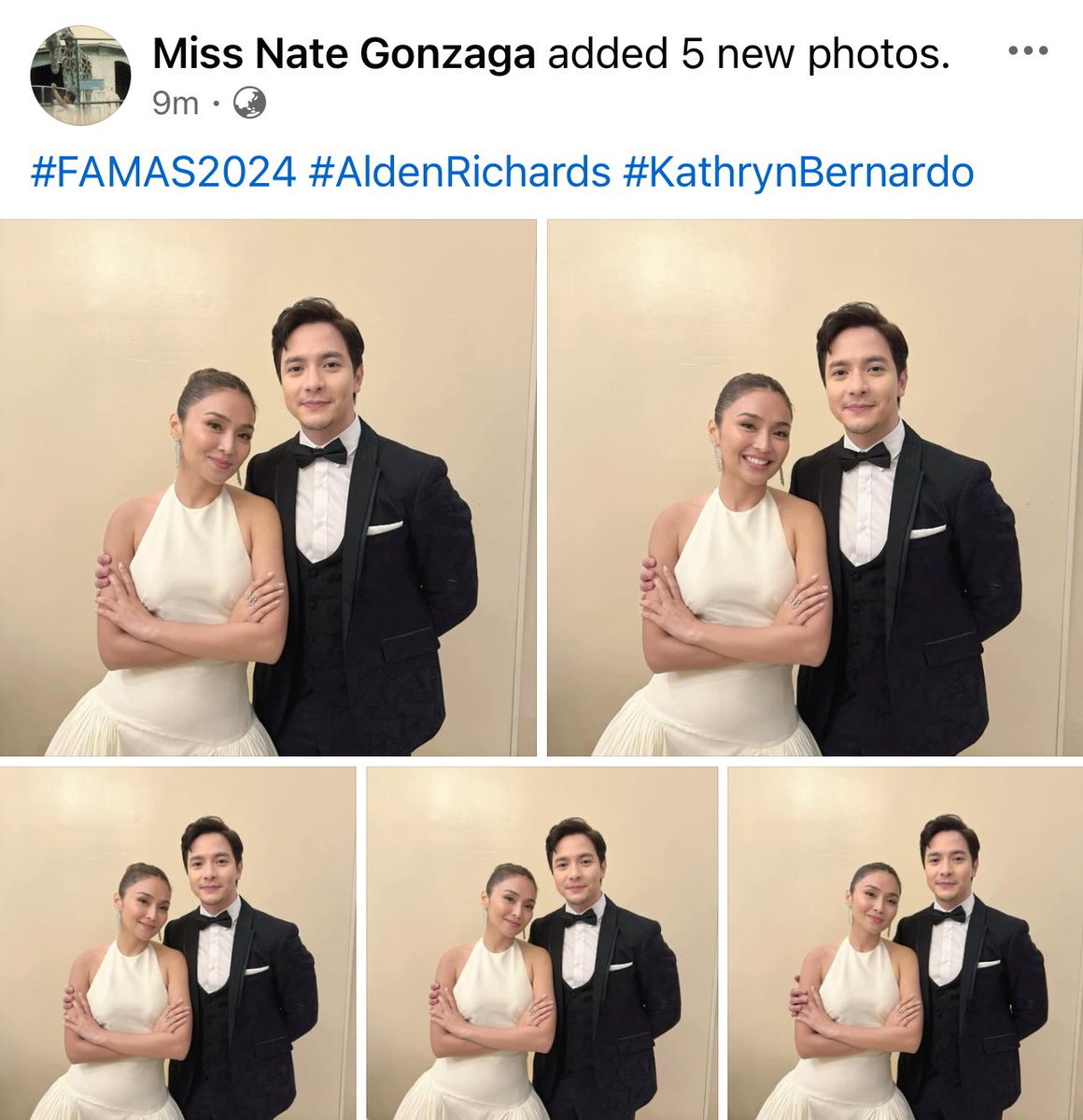 annyeonggustomo's tweet photo. from miss nate gonzaga facebook page:

It’s just Hello Love, Again that’s the tweet! 🫣😂🫶✨

Once again miss nate thanks for your service. 😉🥰

#kathden 💚✨
#KathrynBernardo 🤍💋
#ALDENRichards 🖤😎 https://t.co/qdwaGhXFTT
