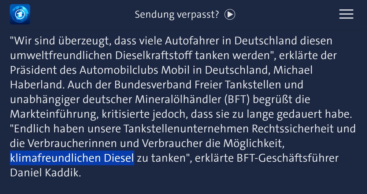 Morgen kommt der Diesel HVO100 auf den Markt.

Er ist sehr sehr umweltfreundlich. 🙂
Vertraut bitte der Fossil-Lobby. 😊

Ich meine: Warum sollten sie mit sauberen Diesel werben, wenn das nicht stimmen sollte?

Und kauft bloß kein E-Auto & protestiert vor Tesla.
Für das Klima! ✊