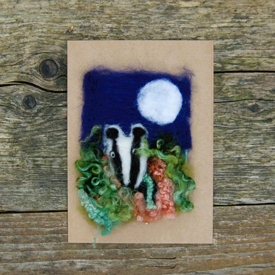 Birthday Card - badger, Needle felt card, wool ... - Folksy folksy.com/items/8273967-… #newonfolksy