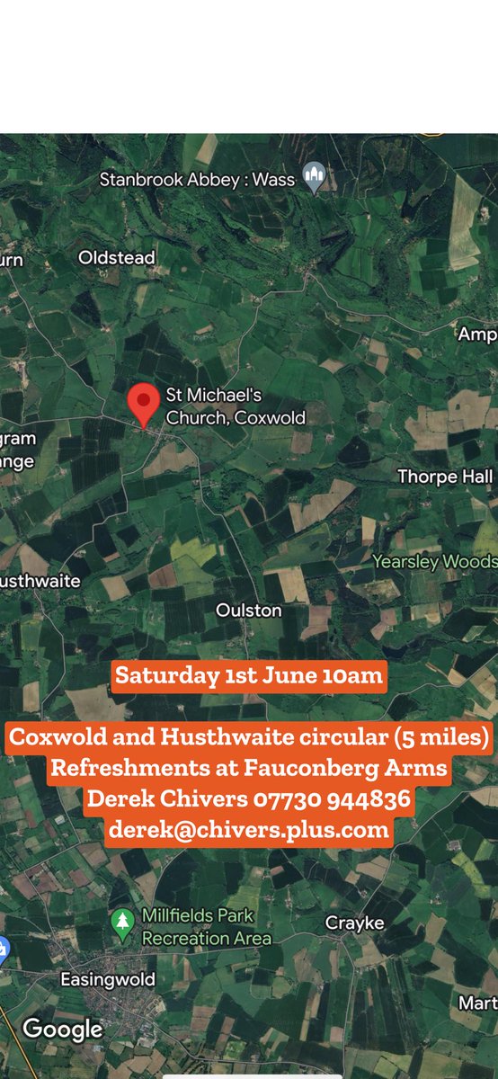 🚶‍♀️‍➡️We have a walk this Saturday🚶‍♂️

Saturday 1st June 10am

Coxwold and Husthwaite circular
(5 miles)
Refreshments at Fauconberg Arms
 Contact details in photo
