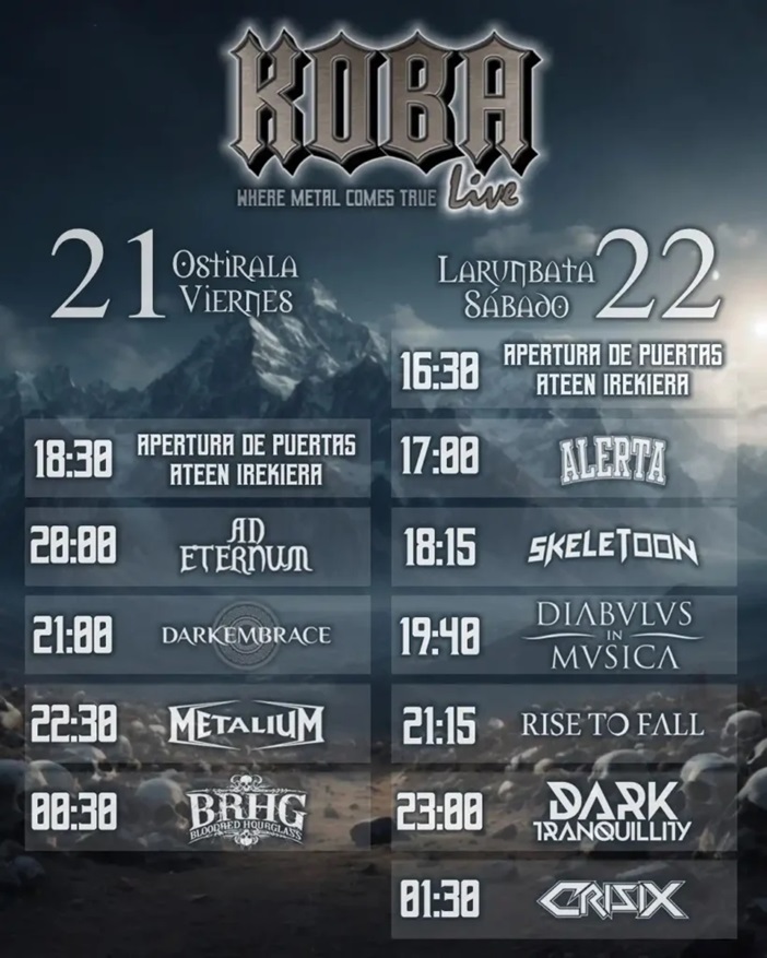 Horarios del Koba Live <a href="/Kobalive_metal/">Kobalive</a> - maxmetal.net/2024/05/29/kob…