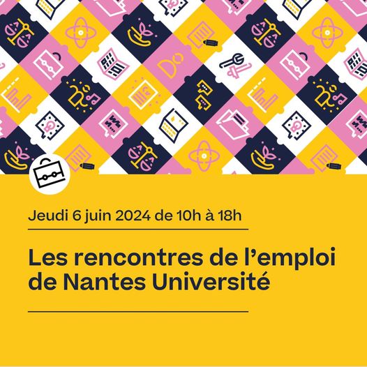 #Agenda | @NantesUniv et ses établissements membres recrutent chaque année près de 600 personnes sur une grande diversité de métiers. Des opportunités d'#emploi à saisir ! 🗓️Jeudi 6 juin | 🕙10h à 18h | 📌 Faculté de Pharmacie de Nantes 👉univ-nantes.fr/universite/rec…