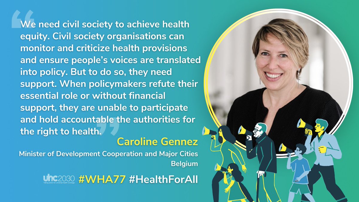 #SocialParticipation is necessary to ensure people's voices are heard in health policy processes and to hold leaders to account. Thank you @carogennez for highlighting the need for policymakers to promote meaningful #SocialParticipation to achieve #UniversalHealthCoverage.