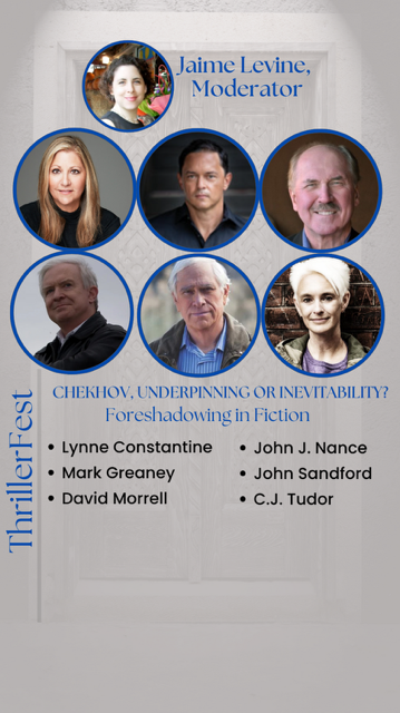 Tomorrow I fly to NYC for #Thrillerfest. Whoop! On Sat morning I'll be chatting with @LivConstantine2, @MarkGreaneyBook, @_DavidMorrell, @johnjnance1, @J_Sandford and Jaime Levine about foreshadowing in fiction. Come along (I should be over the jet lag by then)! 😁