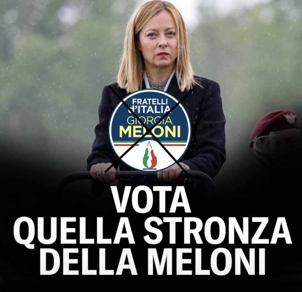 Yaklaşan AB seçimi için kampanya Meloni küfürüyle alevlendi Meme fotolar sosyal medyada dolaşıyor: “O Meloni için oy verin !”