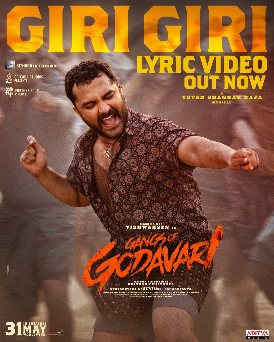 Here's a hyper energetic #GiriGiri song from our #GangsOfGodavari is out now! 🕺🔥 - youtu.be/RdG8EVUyDbI #GangsOfGodavari UK 🇬🇧 RELEASE BY @TeamDreamZE A @thisisysr Musical 🎹 🎤 @Ram_Miriyala 📝 @LyricsShyam Mass Ka Das @VishwakSenActor’s #GOG worldwide grand release