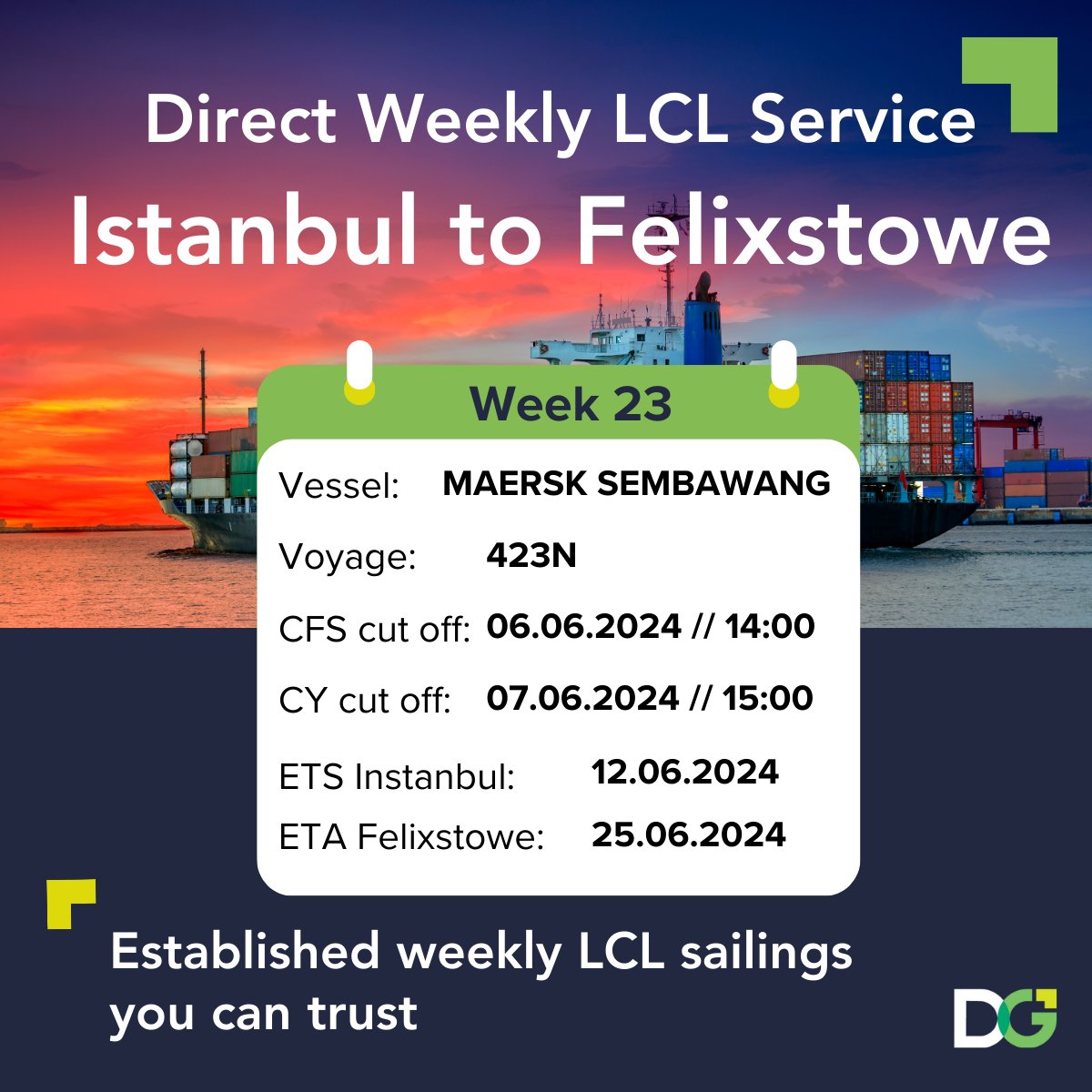 Our Istanbul to Felixstowe LCL service has operated weekly for over 20 years and provides a greener solution with competitive pricing for dense & heavy cargo. For more information and to view our schedules, click here bit.ly/3VgSBz7 #turkeyLCL #seafreight #logistics