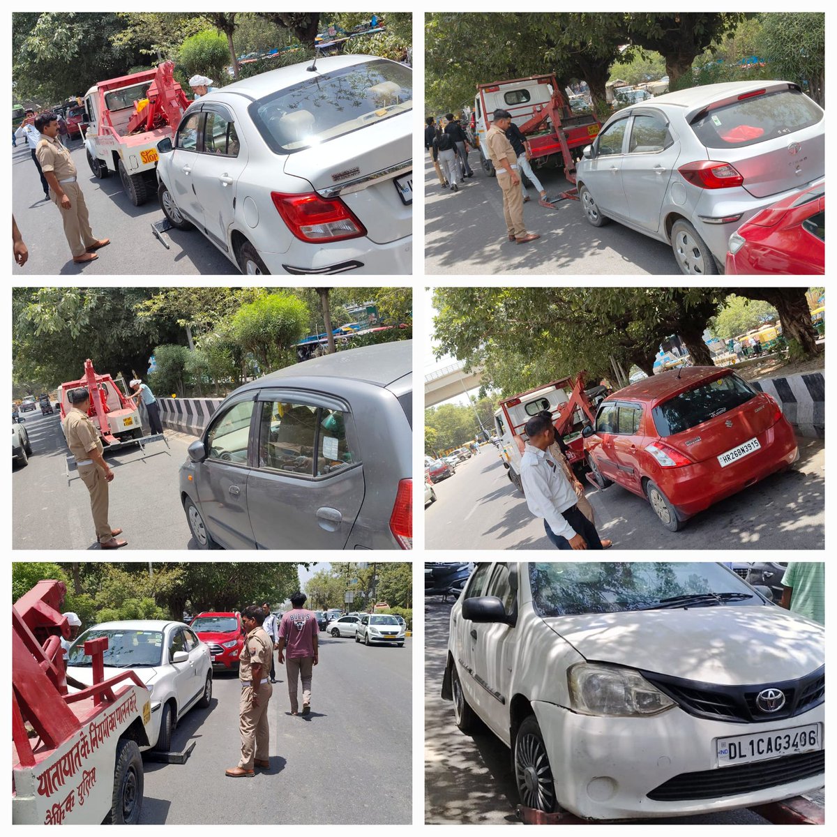 आज दिनांक 29.05.2024 को @noidatraffic द्वारा फोर्टिस हॉस्पिटल के सामने मार्ग पर नो–पार्किंग में खड़े वाहनों के विरुद्ध टोइंग/ई–चालान की कार्यवाही की जा रही है। यातायात हेल्पलाइन नं०–9971009001