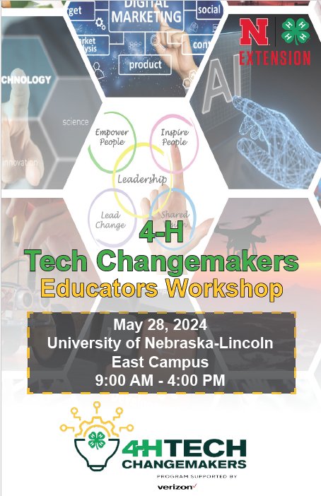 What an amazing day! THANK YOU does not even begin to express the appreciation for all who helped in planning and facilitating our 1st ever @Nebraska4H #TechChangemakers Educators Workshop. ❤️🍀 #technology #leadership #employabilityskills #ruralbroadband