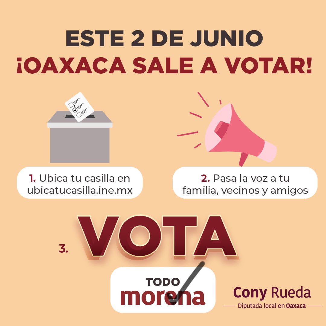 ¿Ya sabes cómo votar por la Dra. Claudia Sheinbaum este 2 de junio? 

#VotaMorena #VotaTodoMorena #VotoParejoPorMorena #VotoMasivoPorMorena #ClaudiaPresidenta #VotaMorena #VotaTodoPorMorena #VotoMasivoMorena 
#ClaudiaSheinbaumPresidenta