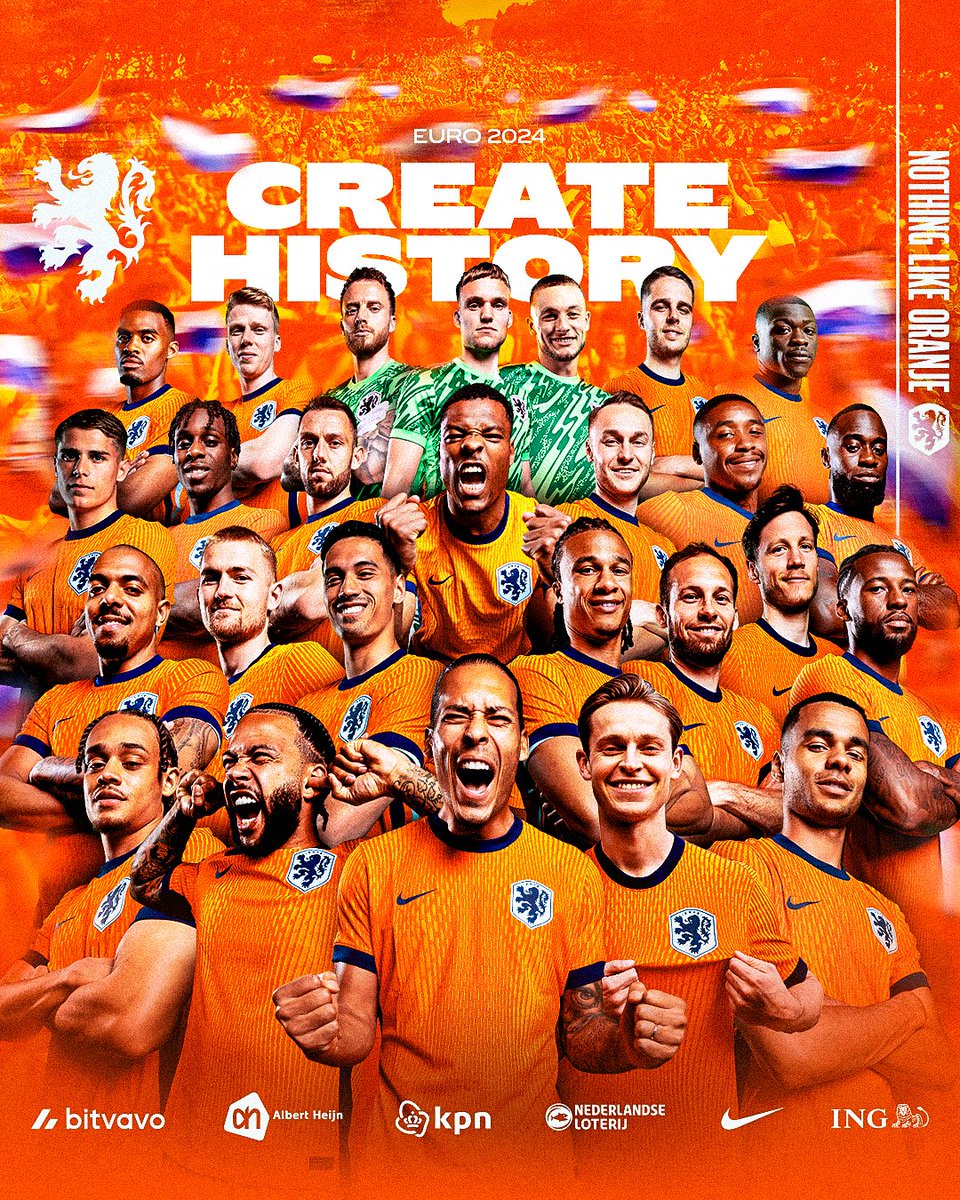 𝐎𝐔𝐑 #EURO2024 𝐒𝐐𝐔𝐀𝐃! 🇳🇱🦁

Together, we can #CreateHistory! 🧡

#NothingLikeOranje