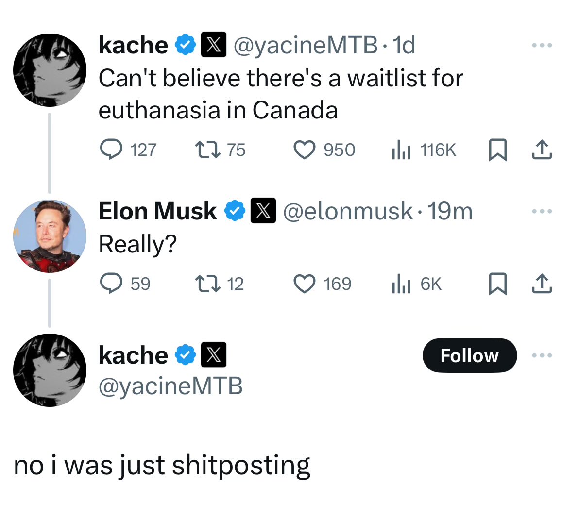 Elon is drawn to shitposts like a fly to honey: 🤣