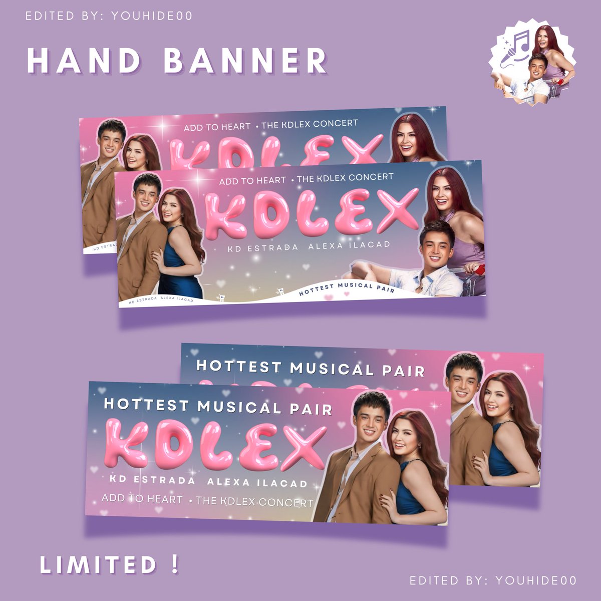 I have a little something for our sweethearts and solids in return for their love and generosity to KD and Alexa. 🛒 • Sticker Sheet 🛒 • Hand Banner Limited lang po 🤍 See you all there!!! ---- #KdLex #AddToHeartKDLEXConcert Thanks sa help An @veniceiffel 🤍