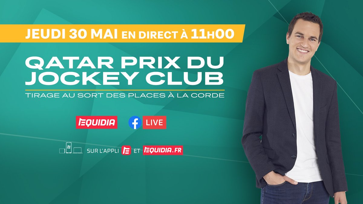 🔢 Le tirage au sort des places à la corde pour le #Qatar 𝑷𝒓𝒊𝒙 𝒅𝒖 𝑱𝒐𝒄𝒌𝒆𝒚 𝑪𝒍𝒖𝒃 aura lieu ce jeudi à partir de 11h sur Equidia. 🚩 Le départ de ce Groupe 1 sera donné à 16h05 ce dimanche à Chantilly ✨