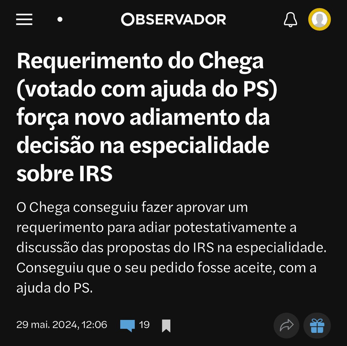 Nós sabemos que a descida de IRS é curta. Mas é melhor do que nada. Mas para uma coisa tem servido: expor a convivência e amizade entre Chega e PS.